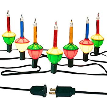 Christmas Bubble Lights, Set of 7 Multi-Color Bubble Lights with Green Wire, Old Fashion Vintage String Lights for Christmas Tree Fireplace Mantel Decorations, C7/E12 Candelabra Base,