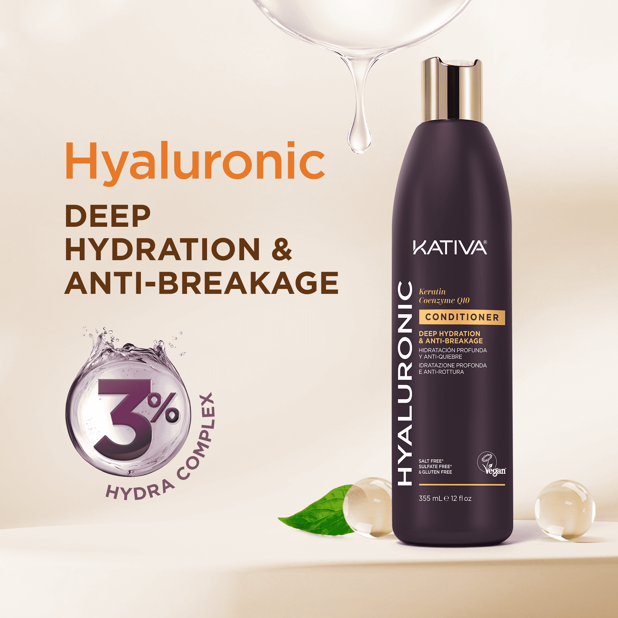 Kativa Hyaluronic Keratin Coenzyme Q10 Conditioner 12 oz