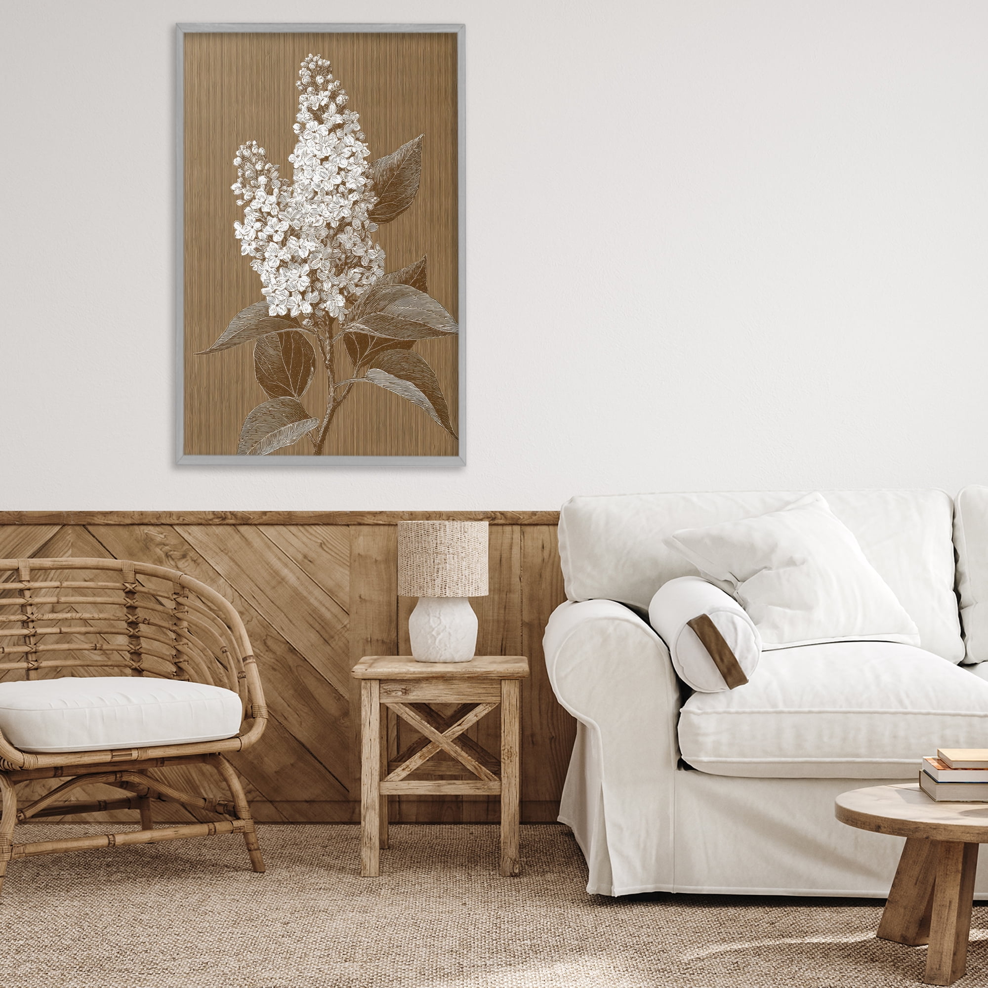 Stupell Industries Vintage Striped Lilac Study Gray Framed Giclee Art, design by Petal Prints Design