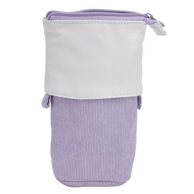 Estuche para lápices con soporte para bolígrafo, lindo estuche telescópico, bolsa de maquillaje portátil para estudiantes de escuela, oficina, mujeres, adolescentes, color morado
