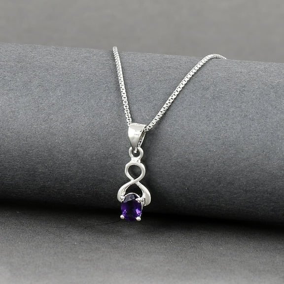 Femme Jam 925 Sterling Silver Oval Cut Natural Amethyst Gemstone Necklace for Women
