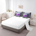 thumbnail image 3 of Purple Rose Twin Comforter Set 7 Piece,Silver Moon Bed in a Bag,Romantic Floral Galaxy Flowers Bedding Comforter Sets with 1 Comforter,2 Shams,2 Pillowcases,1 Flat Sheet,1 Fitted Sheet, 3 of 5