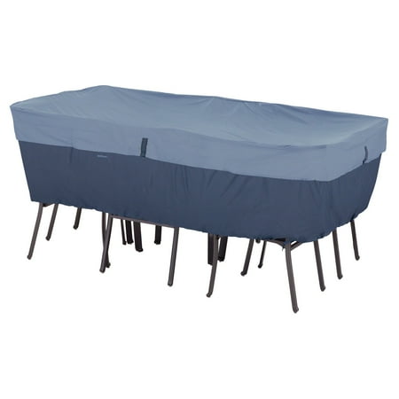 Table And Chair Cover Classic Accessories Belltown Rectangular/Oval Table and Chair Patio Furniture Storage Cover, Large, Sidewalk Grey ()