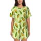thumbnail image 1 of Balery Fresh Corn Conjunto de Pijama para Mujer con Estampado, Dos Piezas de Manga Corta y Shorts, Ropa de Dormir Suave con Cuello Redondo y Bolsillos-Small, 1 of 6