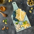 thumbnail image 5 of Wine Cutting Board, Wine Glass and Vintage Sun Burst Frame the Flavor is Like Delicate Poetry Words, Tempered Glass Cutting and Serving Board, Wine Bottle Shape, Night Blue White, by Ambesonne, 5 of 5