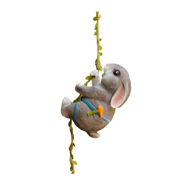 Estatuilla de animales trepadores shamjiam Conejo Gris Decoración de Jardín