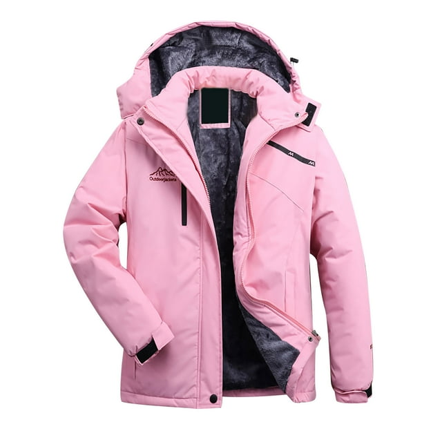 TIMIFIS Women's Mountain Water Windproof Ski Jacket Windproof Rain Jacket Winter Warm Hooded Coat-PinksFall/Winter
