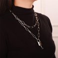 thumbnail image 3 of Dainty layered Padlock Necklace with Key Paperclip Link Chain Choker for Women, 3 of 6