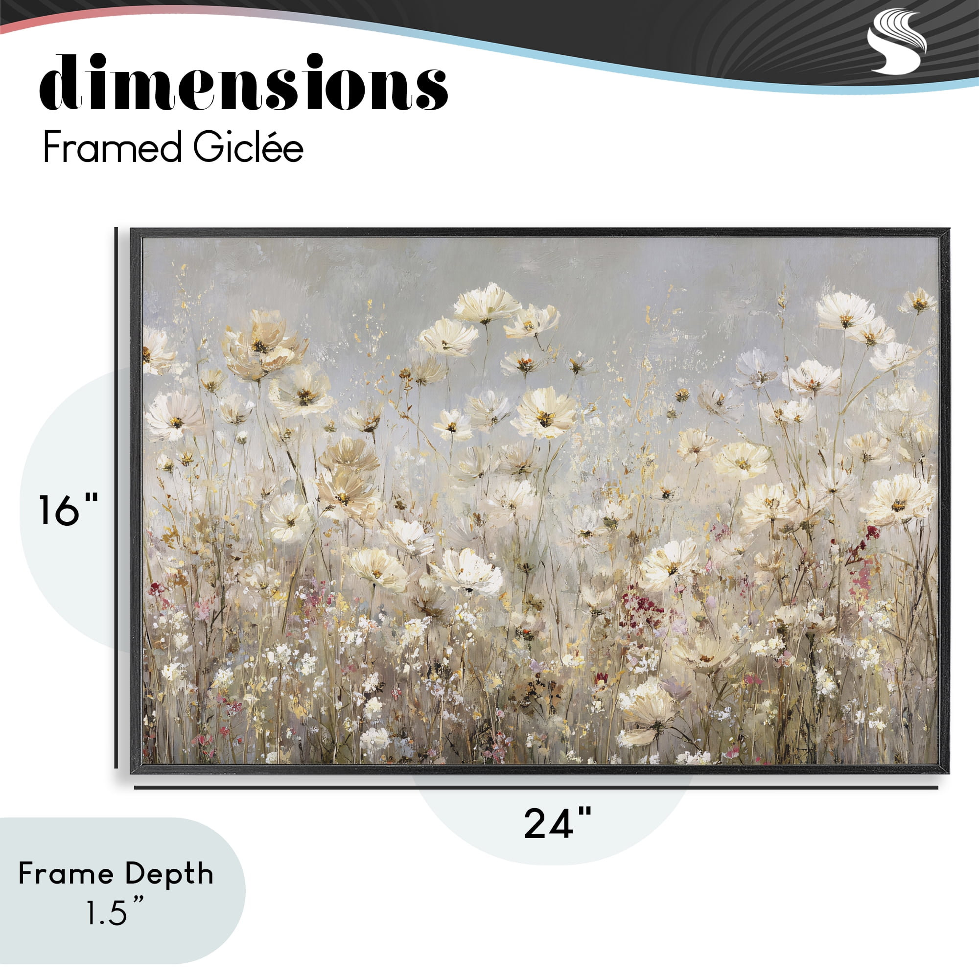 Stupell Industries White Daisy Clusters Meadow Black Framed Giclee Art, design by Jacky Ngan