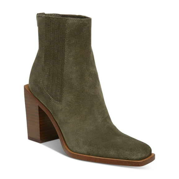 SAM EDELMAN Womens Green Goring Cushioned Emalia Square Toe Block Heel Leather Booties 8.5