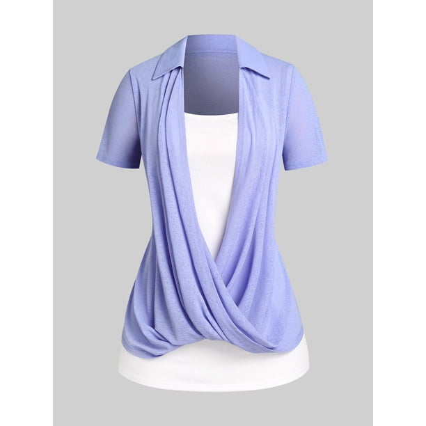 Conjunto Camiseta Talla Extra Camisola Drapeado Rosegal Camisetas tallas grandes
