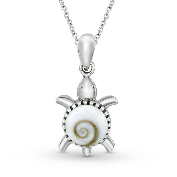 AeraVida Longevity Sea Turtle Swirl Shiva Shell Necklace | Sea Animal Sterling Silver Necklace for Women | Summer Accessories Jewelry Necklace | Jewelry Gift