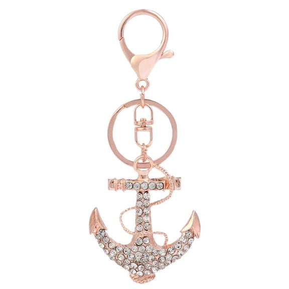 Metal Rhinestone Anchor Keychain Crystal Jewelry Small Pendant