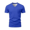 thumbnail image 4 of Mens T-Shirts Summer Solid Casual V Neck Short Sleeve Basic Tops with Pocket Office Shirts, 4 of 9