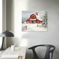 thumbnail image 3 of JEUXUS Red Barn Canvas Wall Art: Christmas Rustic Red Barn Bathroom Decor Winter Old Barn Pictures Barn Wall Art Framed for Farmhouse Bedroom Ready to Hang 16x20 in, 3 of 4
