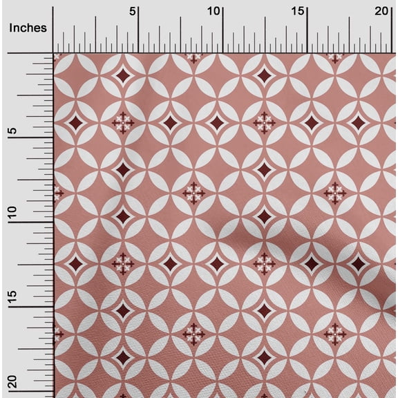 oneOone Polyester Lycra Dusty Rose Fabric Floral & Tiles Moroccan Quilting Supplies Print Sewing Fabric By The Yard 56 Inch Wide