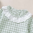 thumbnail image 6 of Newborn Baby Girl Fall Outfit Plaid Bubble Romper Long Sleeve Bodysuit, 6 of 7