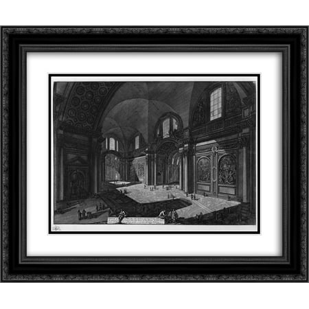 Our Lady Angels - Giovanni Battista Piranesi 2x Matted 24x20 Framed Art Print 'Interior of the Church of Our Lady of the Angels called the Charterhouse, which was once the principal room of the Baths of Diocletian'