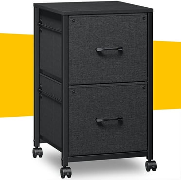 JHOUTR Filing Cabinets for Home Office 2 Drawer Fabric File Cabinet Small Rolling File Cabinet Printer Stand Lateral Filing Cabinets Fits A4 Letter Legal Size, Black