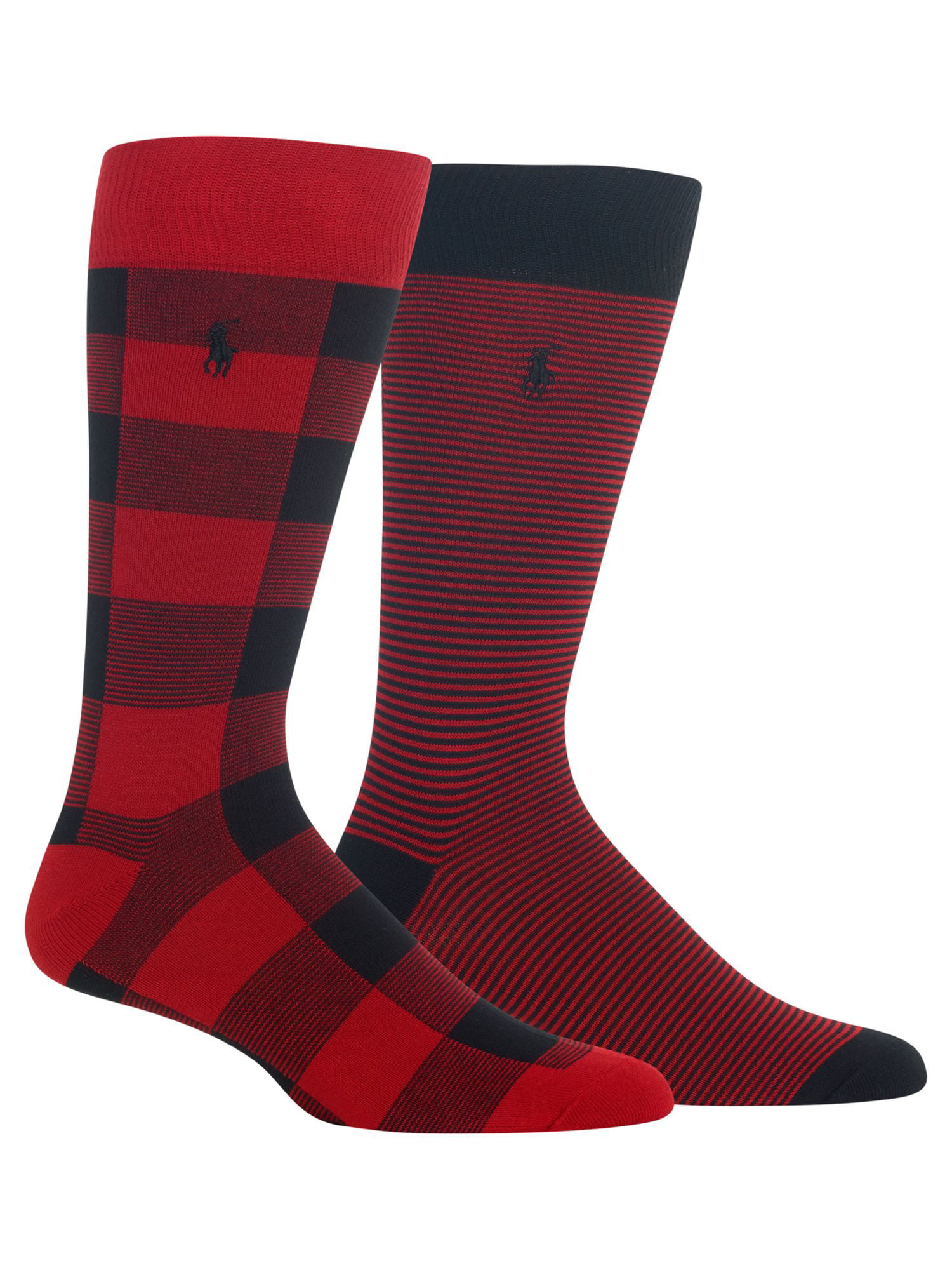 Mens Athletic Cushion Crew Sock Plaid printing red Long Sock Comfort