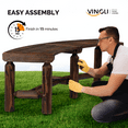 thumbnail image 5 of Ktaxon Outdoor Wooden Curved Bench, Fire Pit Curved Backless Bench,  All-Weather Design for Patio Garden Deck and Backyard - Carbonized Brown, 5 of 9