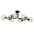 thumbnail image 3 of Nuka 37 in. 6-Light Indoor Matte Black Finish Semi-Flush Mount Ceiling Light with Light Kit, 3 of 5