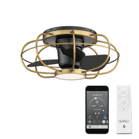 

Aella Indoor and Outdoor 3-Blade Smart Caged Ceiling Fan 22in Aged Brass Matte Black with 3000K LED Light Kit and Remote Control