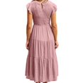 thumbnail image 2 of YUEVORA Summer Dresses for Women, Flutter Sleeve Tiered Maxi Dress, Casual Crew Neck Long Dress with Smocked Waist, Elegant Flowy Vacation Outfit and Comfortable Daily Wear., 2 of 5