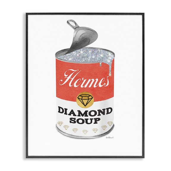 Stupell Industries Eclectic Open Lid Soup Red Can Pop Glam Fashion Black Framed Giclee Art, 11 x 14, by Amanda Greenwood