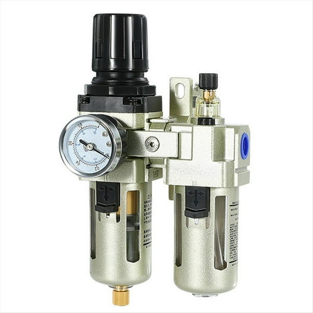 Regulador de Presión de Aire Comprimido de Aleación de Aluminio AC3010-03, 1 Unidad, Filtro de Agua con Trampa de Humedad de 3/8 Pulgadas y Manómetro.