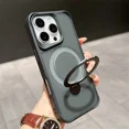 thumbnail image 3 of Magnetic Bracket Frosted Transparent Case For iPhone 16 Pro Max Fold Holder Cover For iPhone 16 Plus 15 14 13 Pro Hard Cases, 3 of 5