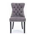 thumbnail image 3 of Dining Chairs Set of 2, Velvet Upholstered Kitchen Chairs with Button Tufted Design, Armless Side Chairs Accent Chair for Living Room, Grey, 3 of 9