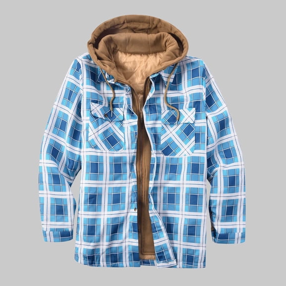 cllios Flannel Shirts for Men Casual Plaid Hoodies Streetwear Button Down Shirt Jacket Regular Fit Long Sleeve Cardigan Jacket
