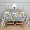 thumbnail image 3 of White Daisy Flower Black Lines Pattern Square Tablecloth,Waterproof Square Table Cover,Wipeable Spillproof Washable Table Cover for Home Kitchen Party Decor 60"x60"(152x152cm), 3 of 6