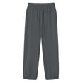 thumbnail image 6 of ClodeEU Women's Elastic Waist Linen Blend Capri Pants,Loose Fit Cropped Trousers with Pockets for Summer Dark Gray,Women's Plus XXL, 6 of 8
