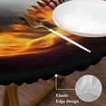 thumbnail image 3 of Baseball Round Tablecloth, Fitted Table Cover with Elastic for 45"-54" Round Tables, Modern Buruning Flame Sport Black Background Table Cloth Outdoor Indoor Dinning Party Waterproof Tablecloths, 3 of 7