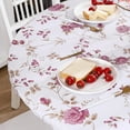 thumbnail image 3 of Round Vinyl Fitted Tablecloth with Flannel Backing Elastic Edge Design Table Cover Waterproof Oil-Proof Plastic Table Cloth Stain-Resistant Wipeable for 36"-44" Round, 3 of 5