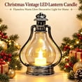 thumbnail image 4 of Vintage Christmas LED Lantern, Silver Hurricane Lamp with Flickering Flameless Candle, Battery Operated Tabletop & Hanging Light for Indoor Christmas Holiday Decor, 4 of 7