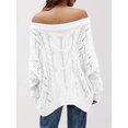 thumbnail image 4 of Women Off Shoulder Sweater Long Sleeve Knit Sweater Loose Pullover Jumper Tops White L, 4 of 7
