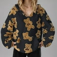 thumbnail image 3 of Women's Fuzzy Fleece Oversized Sweatshirts Hoodie Fall Long Sleeve Cute Teddy Bear Hooded Sweatshirt Winter Warm Lightweight Sherpa Sweaters Top, 3 of 6