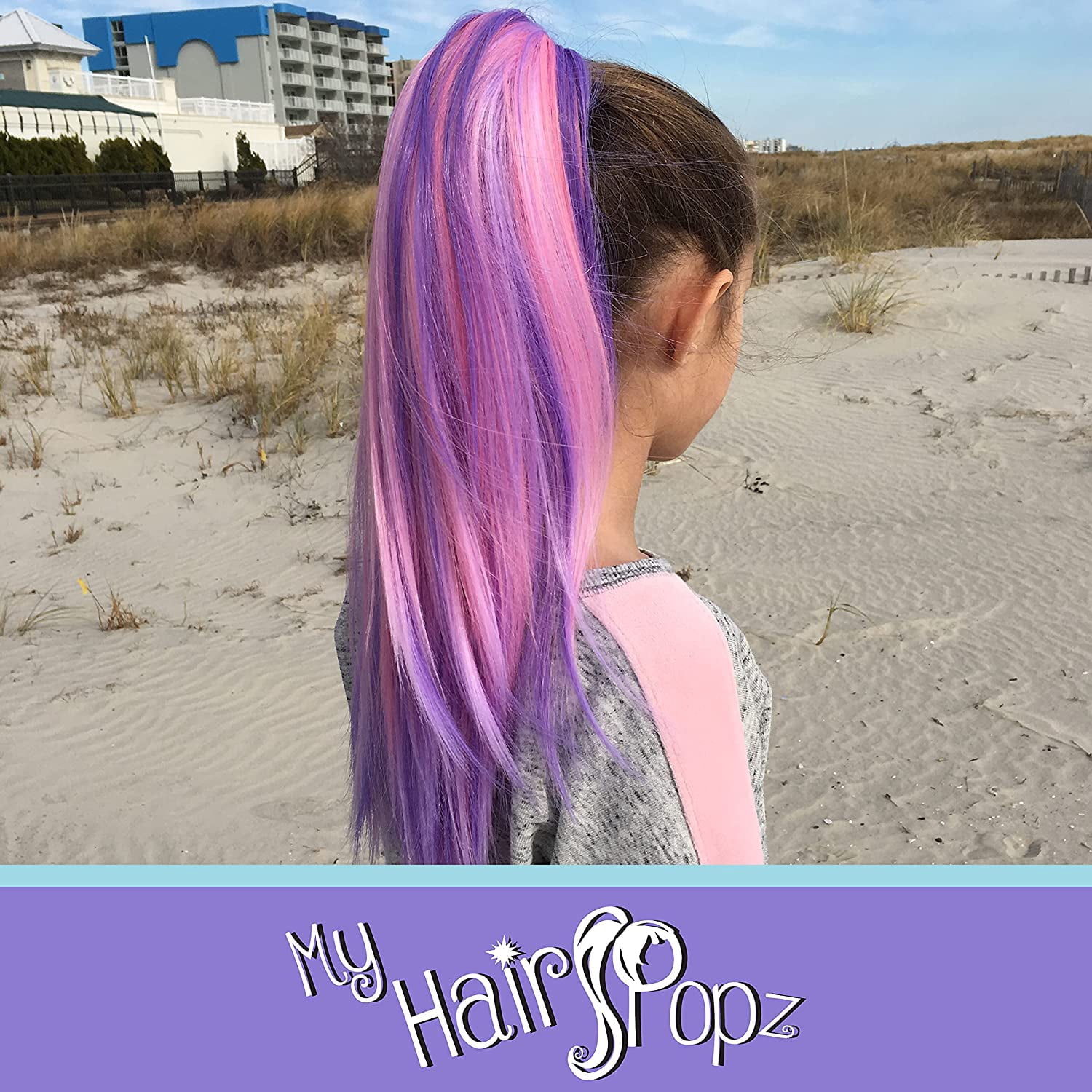 My Hair Popz Colorful Clip-in Hair Extensions for Kids - Rainbow Unicorn Hair Accessories for Girls