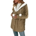 thumbnail image 5 of Jinhomg Womens Fleece Jacket Trendy Textured Sherpa Teddy Coats Fur Trim Hooded Oversized Outerwear Casual Button Down Plush Winter Coats, 5 of 6