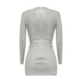 thumbnail image 4 of FcBaudy Robe à Manches Longues Col en V, Robes d'Été pour Femmes, Robes Décontractées pour Femmes, Robes Amples à Manches Longues Unies, Robe Confortable pour Femmes, 4 of 5