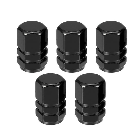 5 Pcs 0.43"x0.39"x0.63" Universal Tire Wheel Valve Stem Caps Car Tire Valve Dust Caps Black