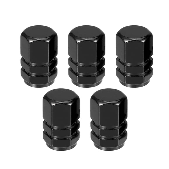 Unique Bargains 5 Pcs 0.43'x0.39'x0.63' Universal Tire Wheel Valve Stem Caps Car Tire Valve Dust Caps Black