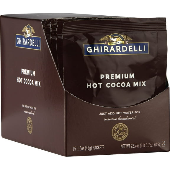 Ghirardelli Premium Hot Cocoa Envelopes, Rich Chocolate, 22.7 Ounce (Pack Of 15)