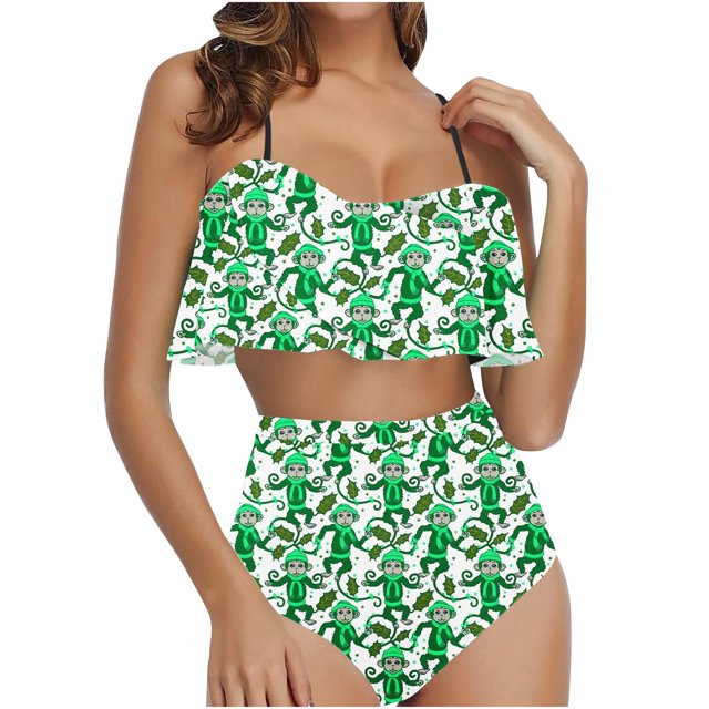 FcBaudy Womens Swimsuits Two Piece Swimsuit for Women Bathing Suit for Women Tankini Swimsuits for Women Women's Ruffled Bikini Swimsuit Set Women Swimsuit