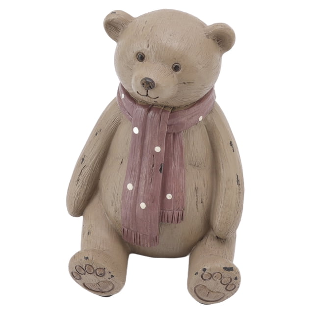 Bear Statue, Scarf Bear Ornament Round Glossy Resin Material Exquisite Workmanship Antislip for Study for Porch