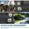 thumbnail image 3 of 2 Pack Keyed Same Exterior Door Knobs and Single Cylinder Deadbolts Combo Set, Keyed Alike Entry Door Knobs with Locks and Keys for Entrance and Front Door, Satin Nickel, 3 of 12