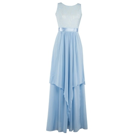 Chiffon Cocktail Prom Dress - Women Party Ball Gowns Long Maxi Dress Lace Chiffon Wedding Bridesmaid Floor-Length Sleeveless Evening Cocktail Prom Dresses